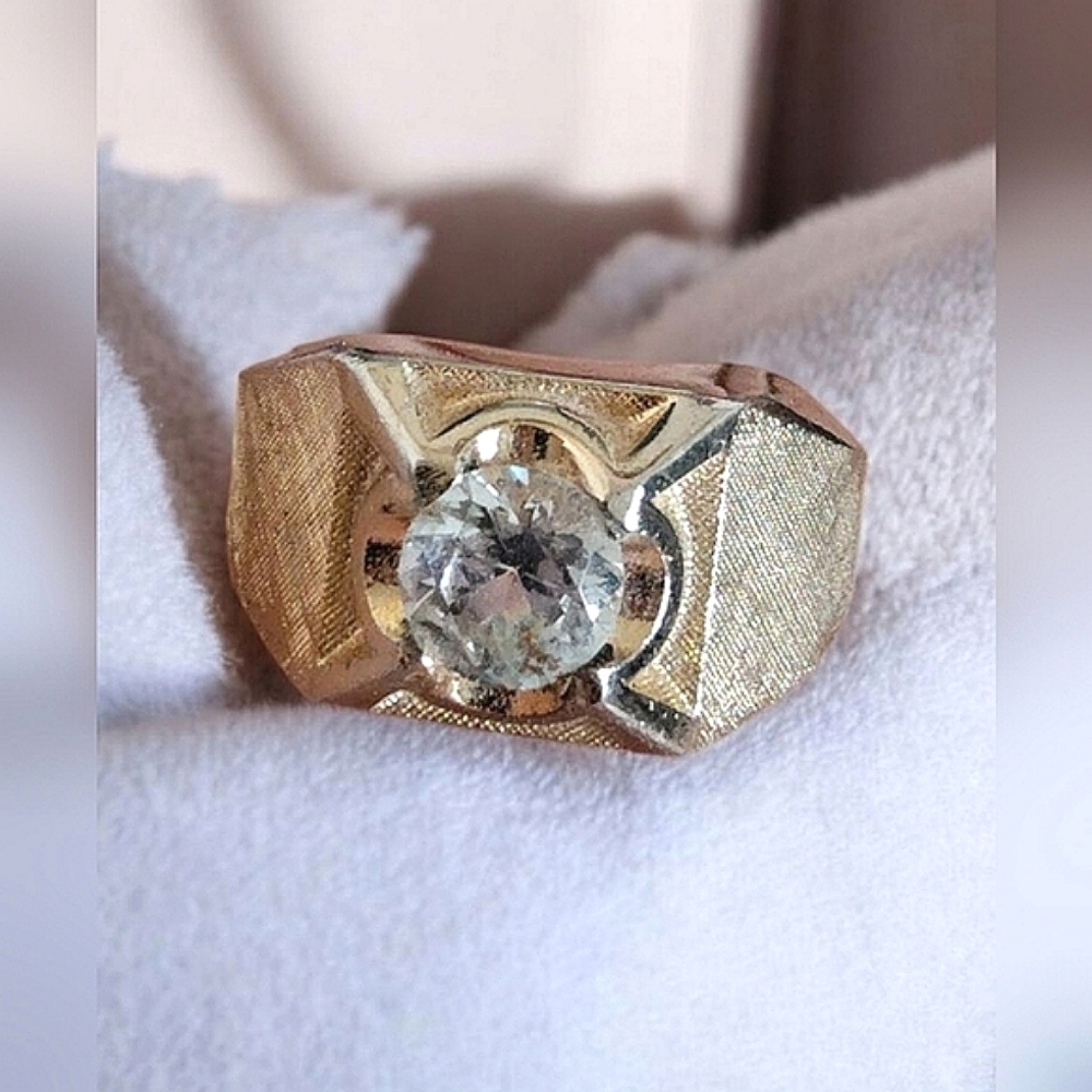 ESPO 18KT HGE Gold Cubic Zirconia Ring Men's Size 12 Signed